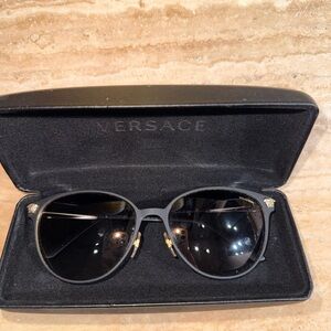 Versace Black Sunglasses with Gold Medusa Accents